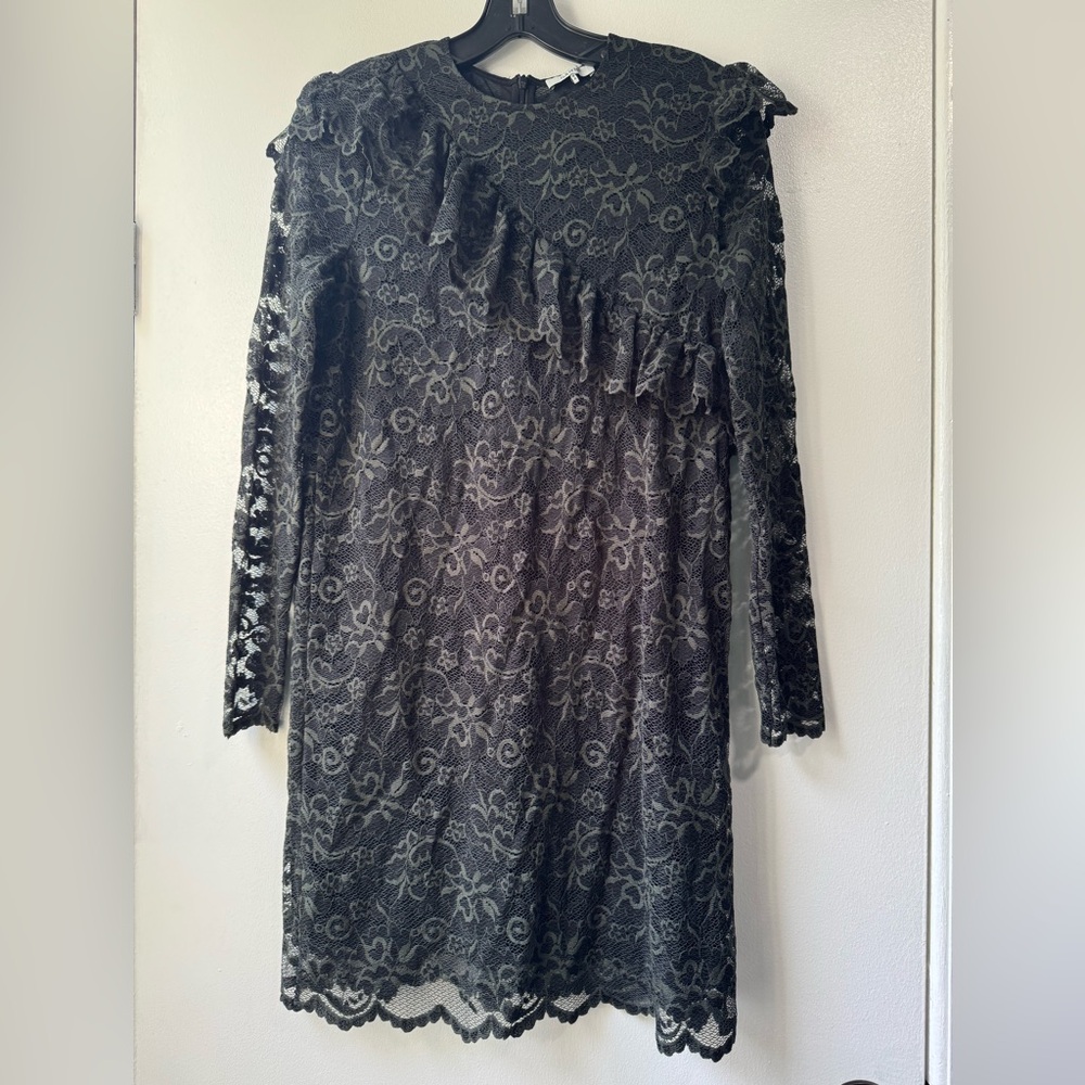 Ganni Flynn Mini Lace Dress in Dark Green Size 34/4 - Picture 8 of 9